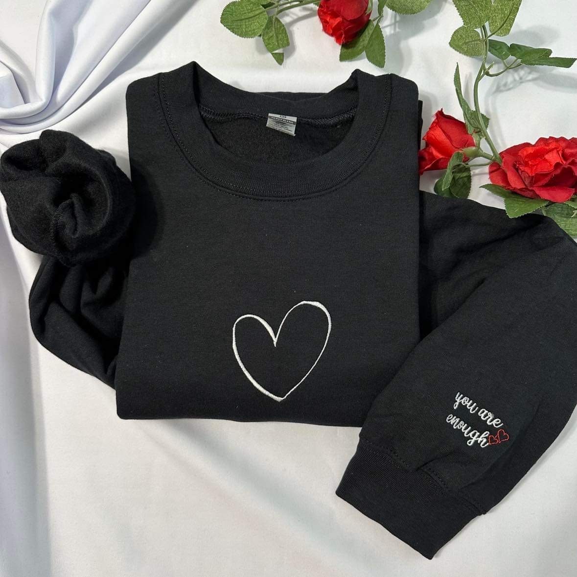 You Are Enough Embroidered Sweatshirt: Minimalist Inspirational Gift